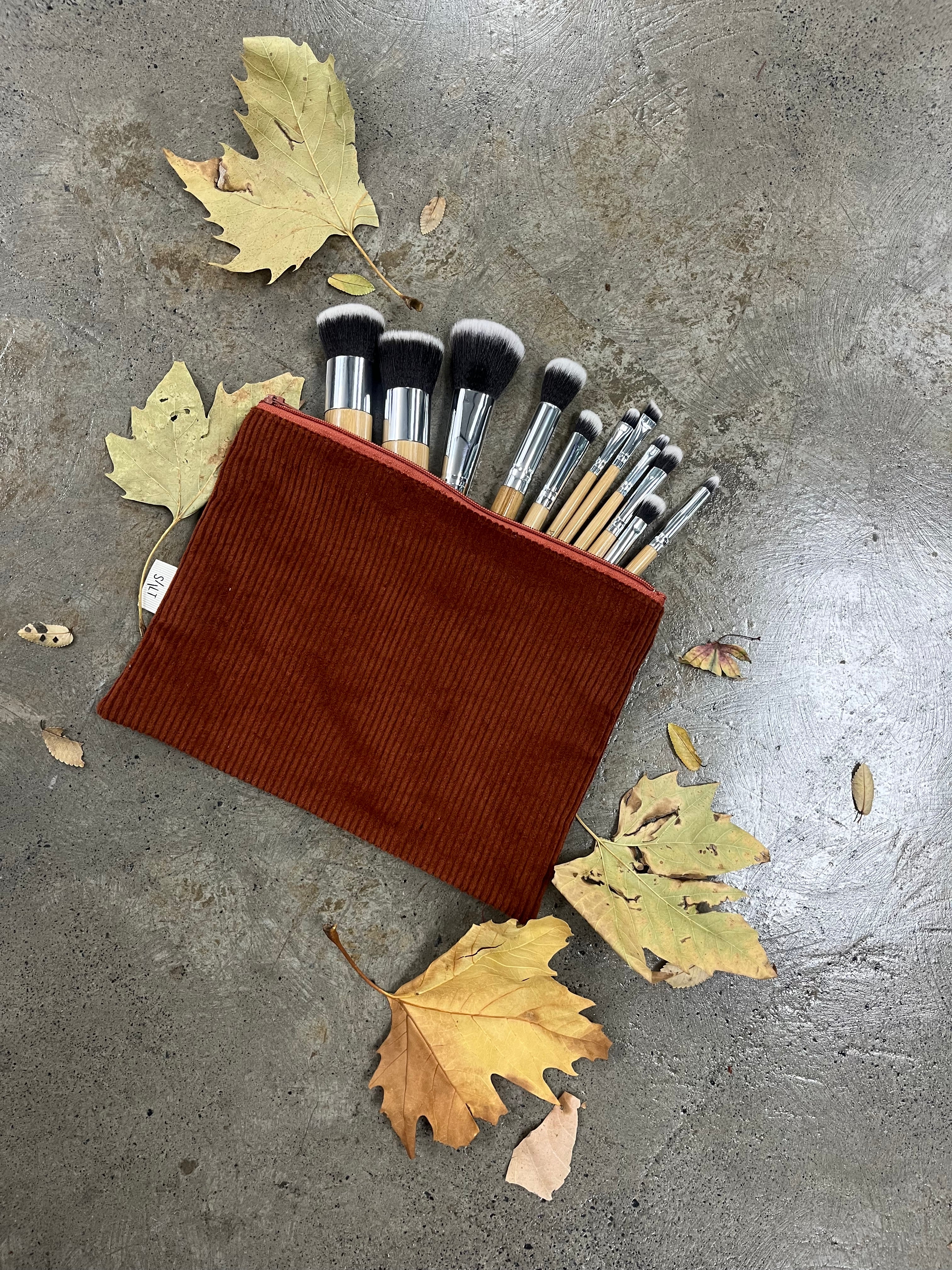 Burnt Orange Corduroy 11 Piece Brushset