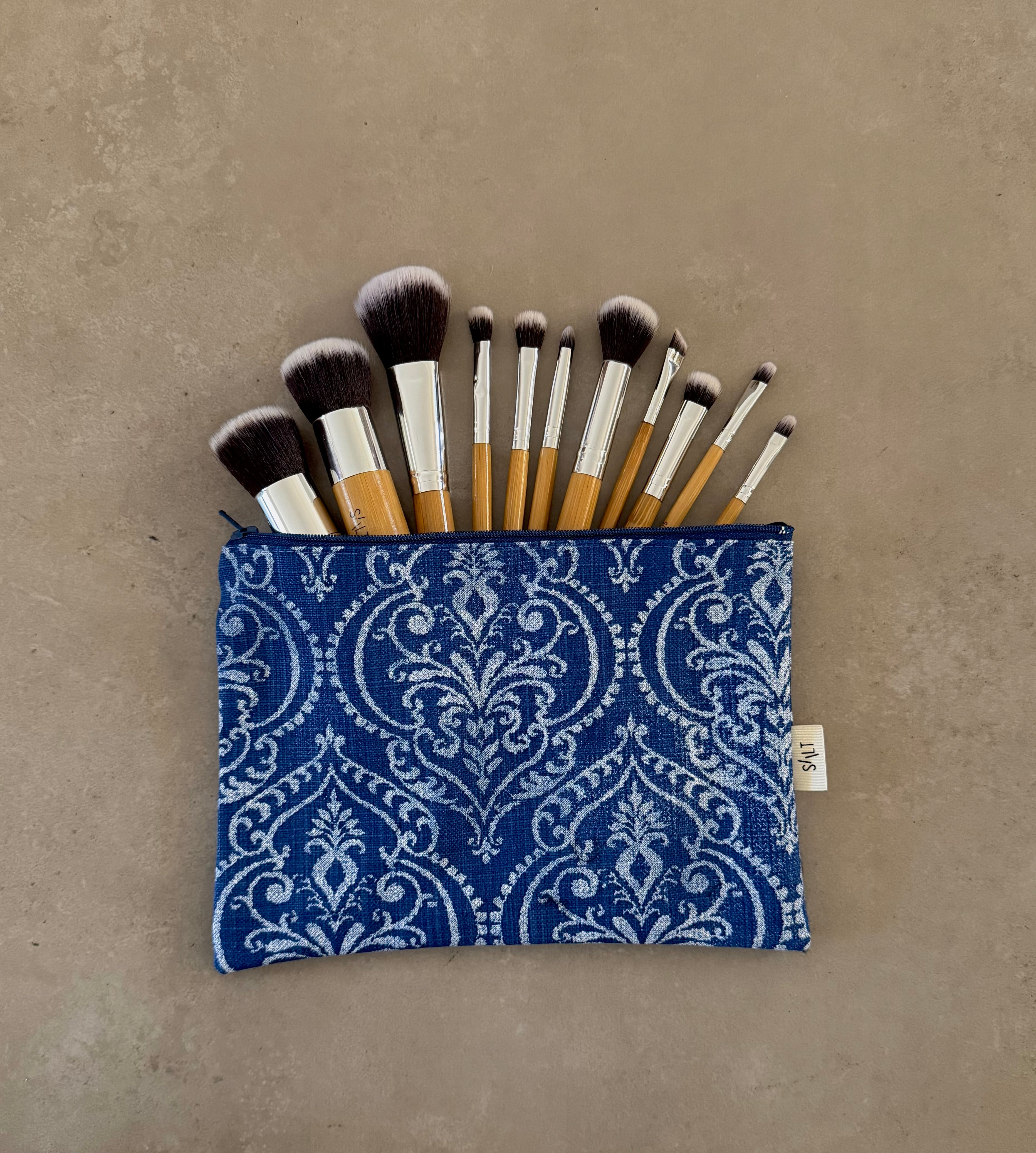 Denim Print 11 Piece Bamboo Brush Set